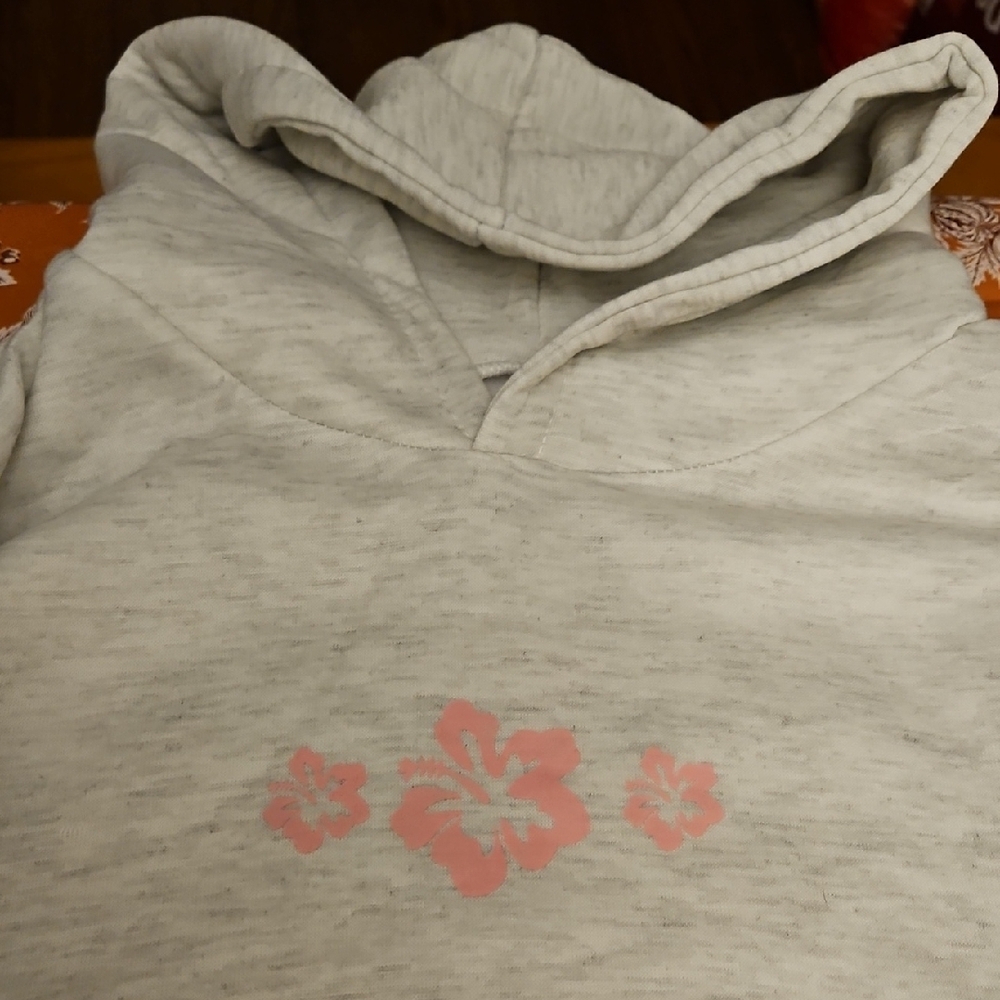 NWOT Gray Hoodie with Pink Floral Design - Picture 2 of 6